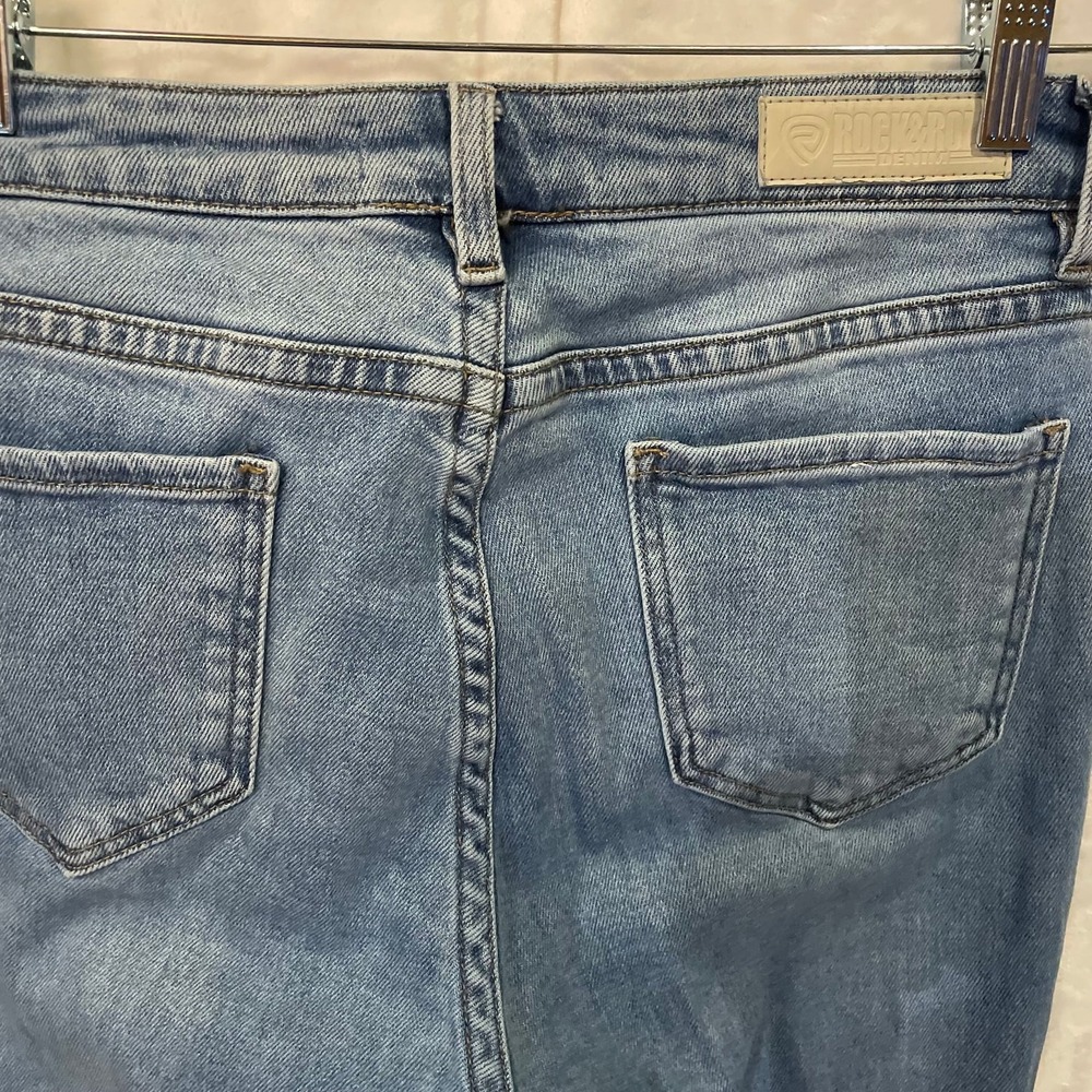 Rock & Roll Denim Bell Bottom Jeans High Rise‎ Raw Hem Size 29x34 - Picture 7 of 7